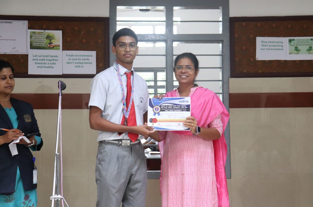 Jose Paveen of class XI secured 3rd place in the under 17 boys category (Table Tennis) in the All Kerala Open Christ Ranking Tournament held at Christ Vidyaniketan School, Irinjalakuda